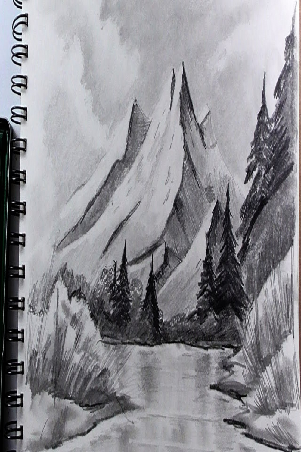 How to draw realistic mountains with pencil, step by step and easy  :  Drawing The Easy Way