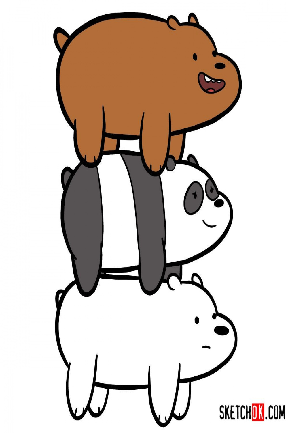 How to draw the bears standing on each others back  We Bare Bears