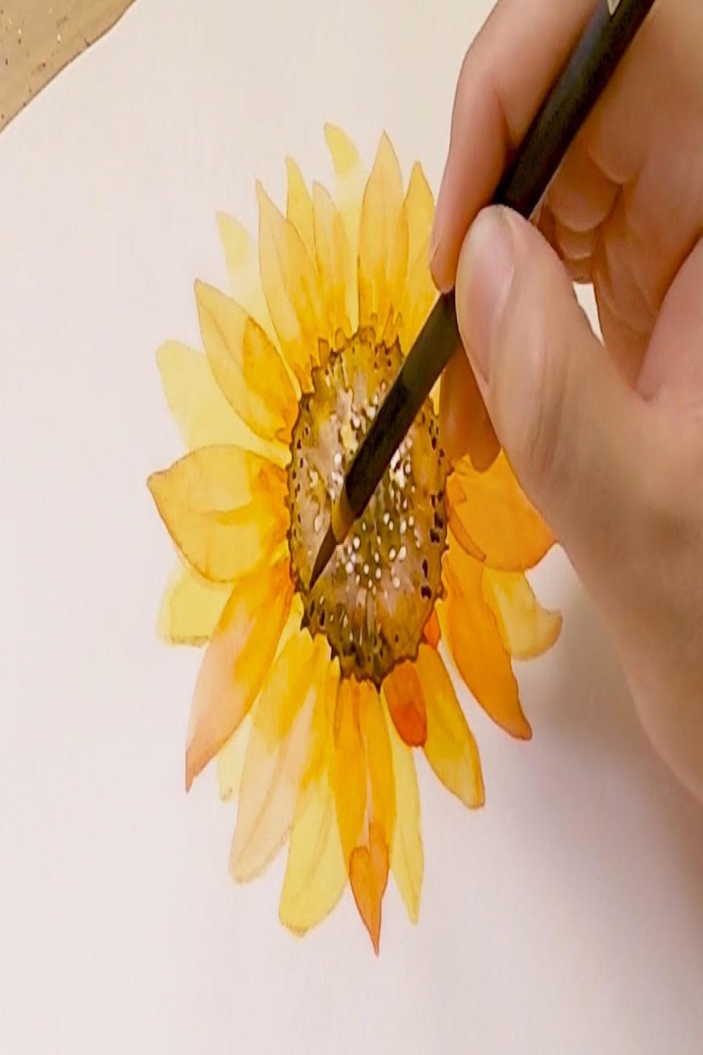 How to Paint a Sunflower / Yellow Watercolor Painting