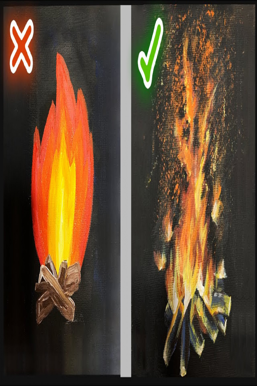 🔥 How to Paint fire with acrylic/ Painting fire tutorial for beginners