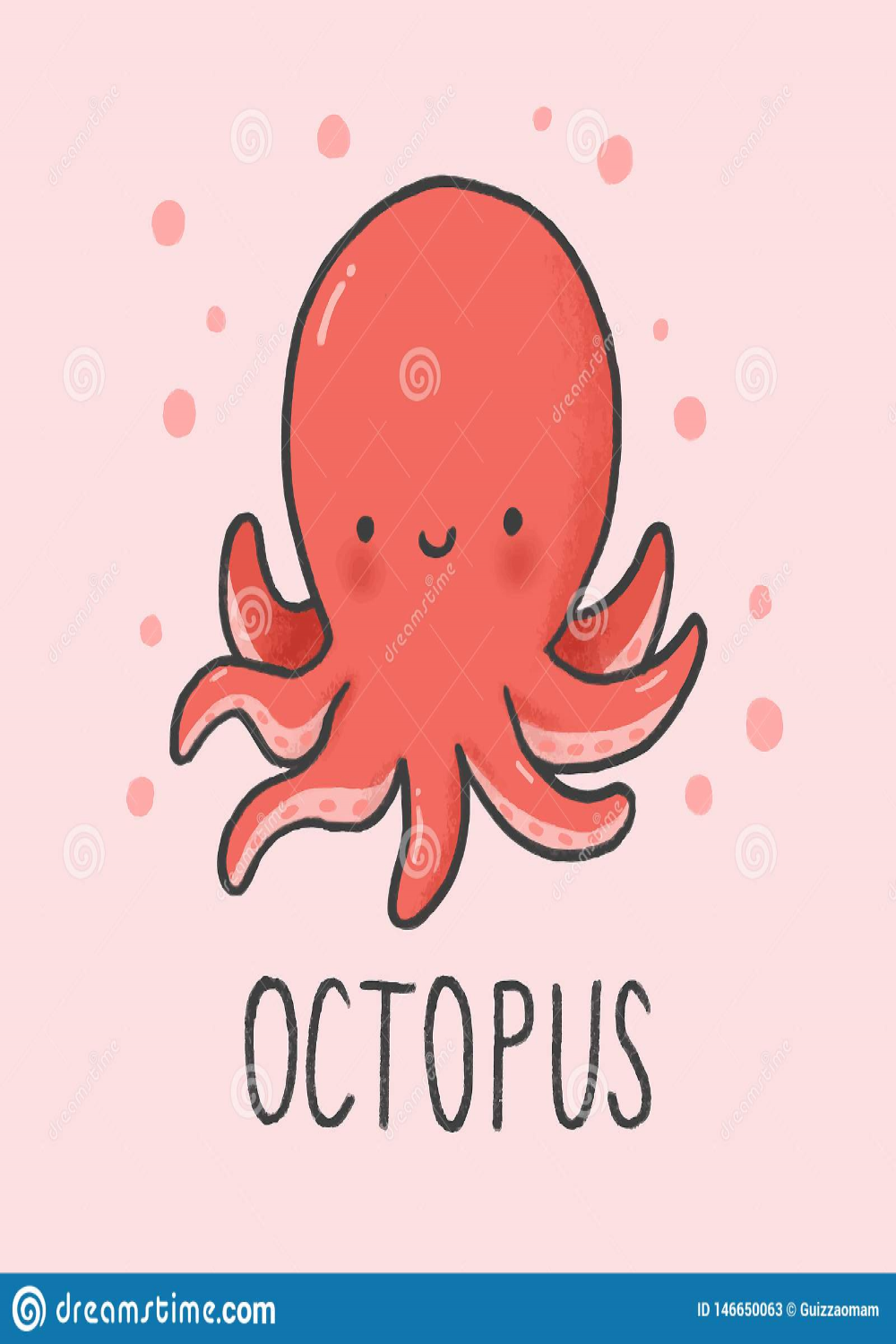 Illustration about Cute Octopus hand drawn cartoon animal