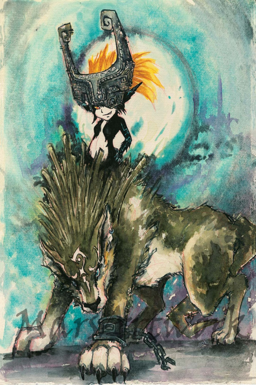 Legend of Zelda: Twilight Princess x, wolf link, midna, video game,  fanart, wolf, nintendo, watercolor, ink - Etsy