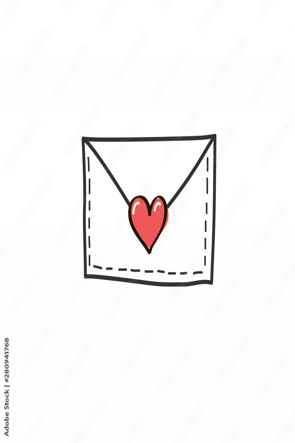 Letter with a heart in the style of a doodle