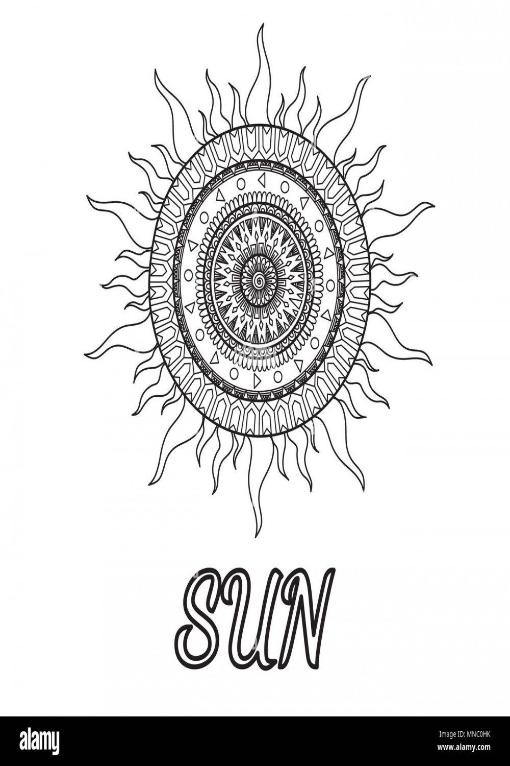 Line art design of sun sign in horoscope for design element