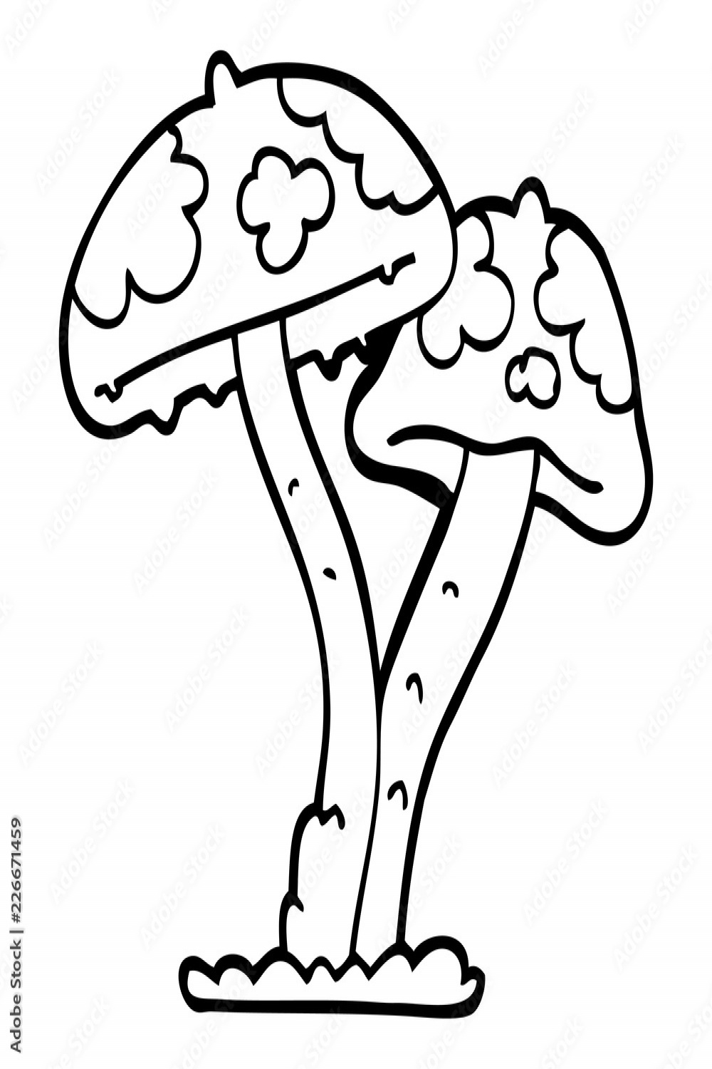 line drawing cartoon mushroom Stock-Vektorgrafik  Adobe Stock