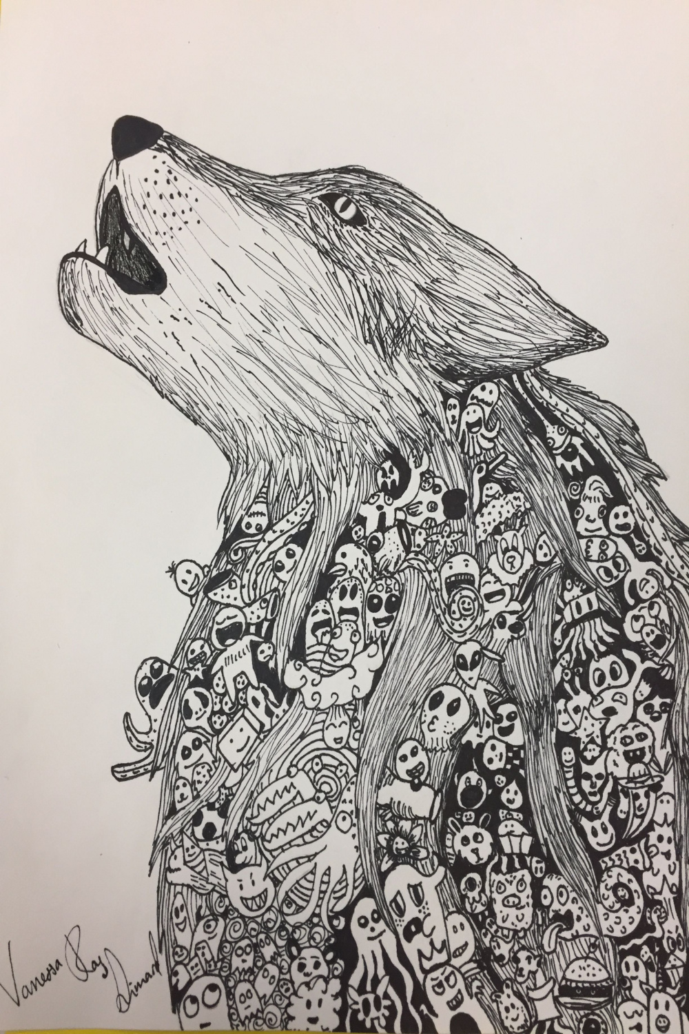 Loup en doodle art / Wolf doodle art #Doodleart