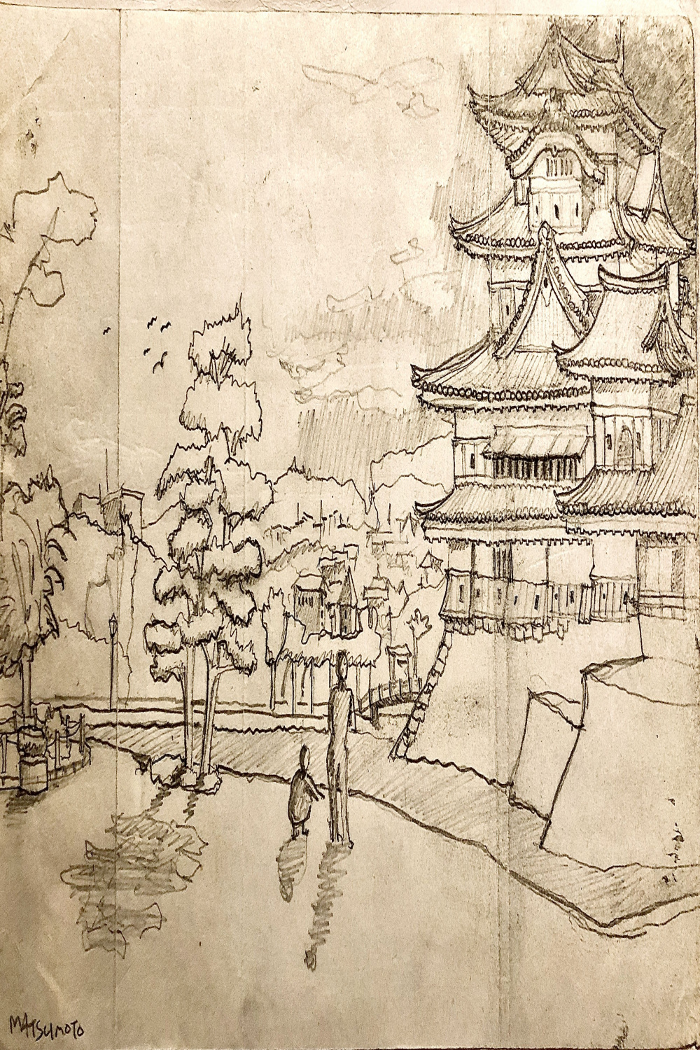 Matsumoto Castle - Nagano Japan - pencil drawing study/July