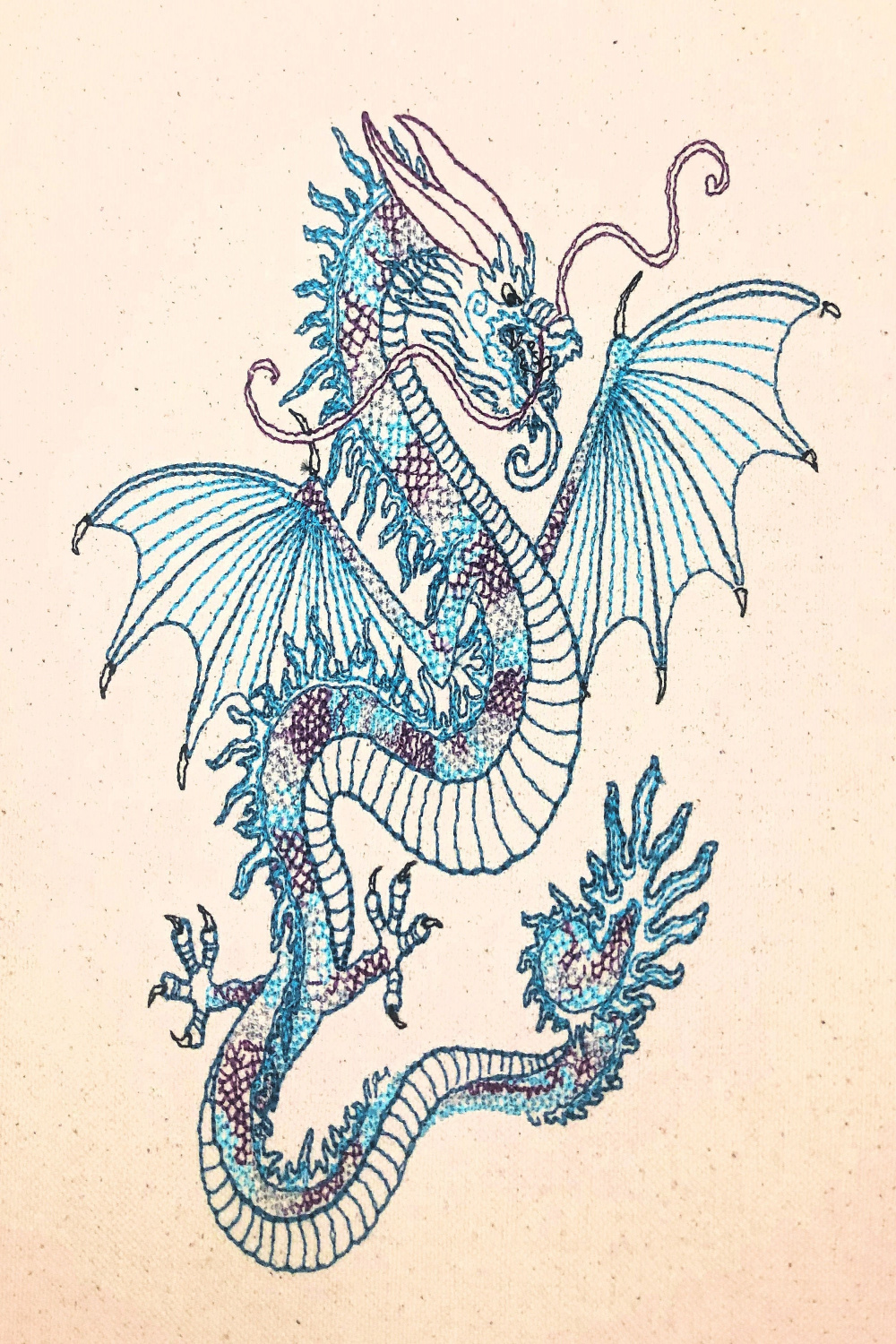 Medium Line Drawing Dragon Machine Embroidery Design - Etsy