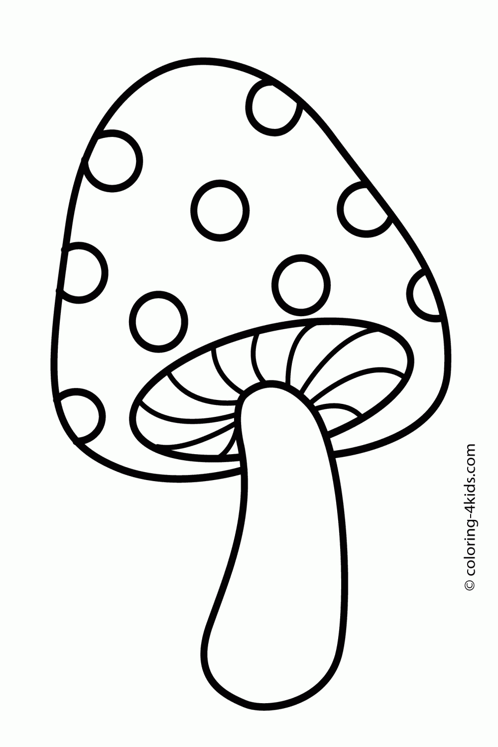 Nature nice mushroom coloring page for kids, printable free