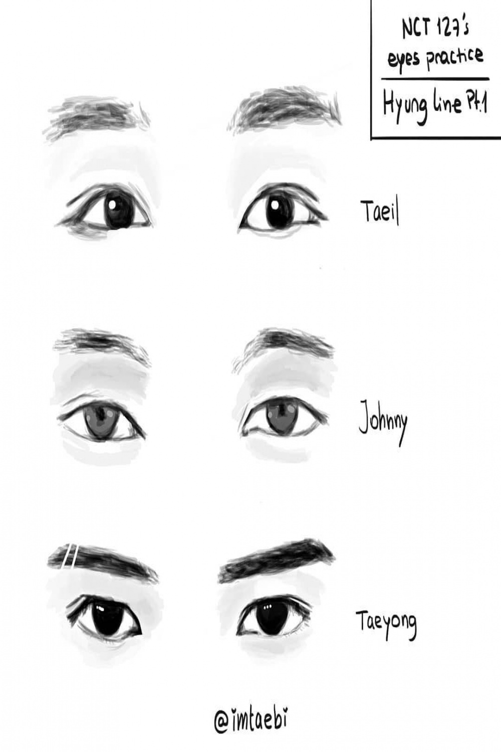 nct #taeil #johnny #taeyong #draw #fanart #eyes  Çizim fikirleri