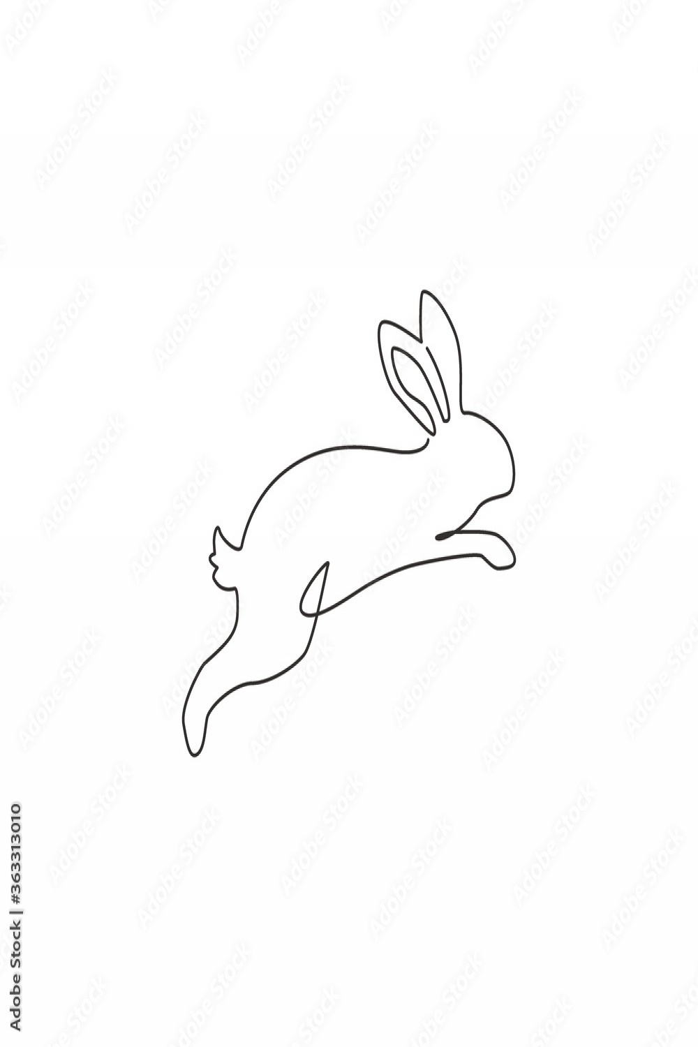 One single line drawing of cute jumping rabbit for brand business