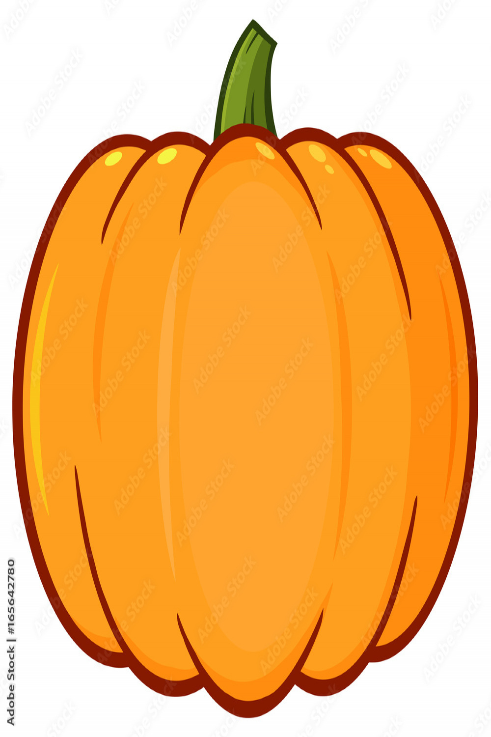 Orange Pumpkin Vegetables Cartoon Drawing Simple Design