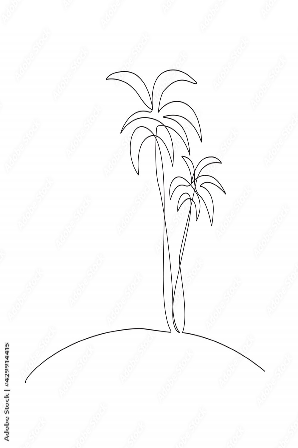 Palm Trees Continuous One Line Drawing