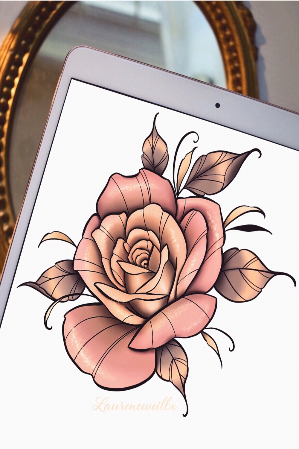 Pink Gold Rose Neotraditional Tattoo Design Ideas  Traditional