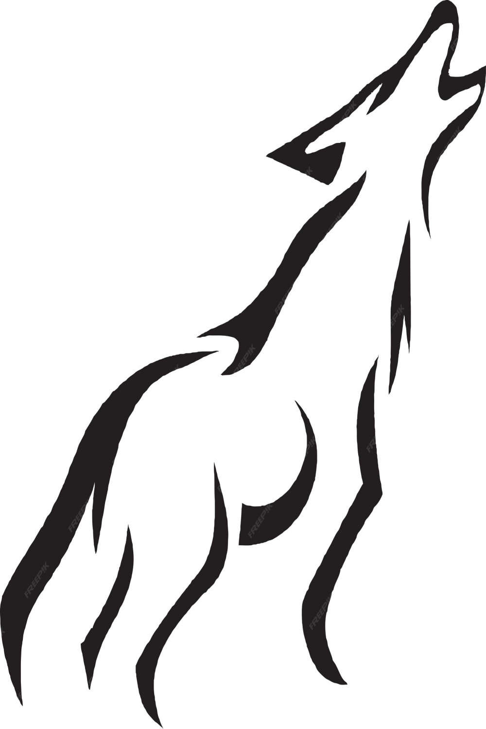 Premium Vector  Black and white drawing of a wolf howling