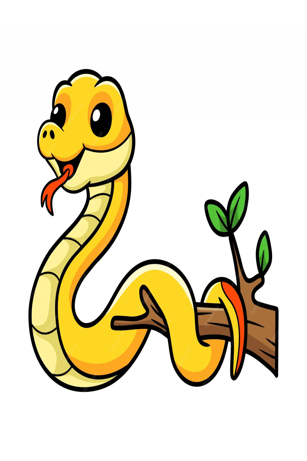 Premium Vector  Cute yellow insularis snake cartoon on tree branch