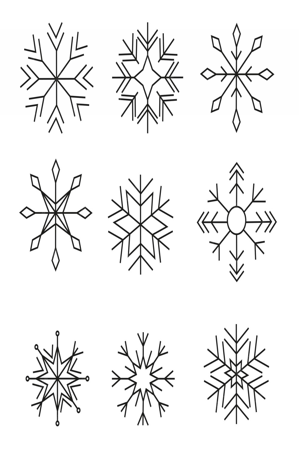 Premium Vector  Snowflakes silhouette set of simple icons outline