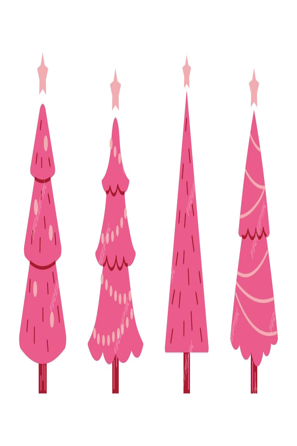 Premium Vector  Vector set of yk pink christmas trees glamour