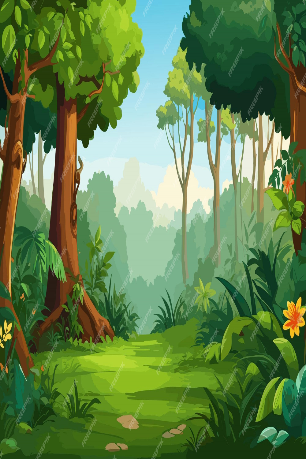 Premium Vector  Wild background forest illustration with cartoon