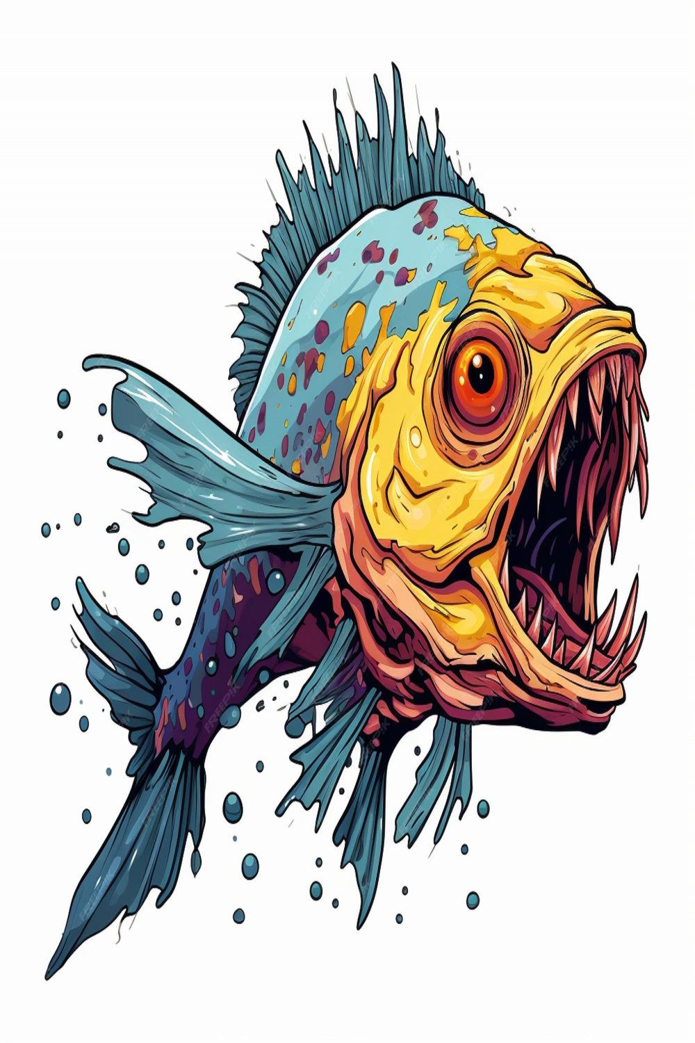 Premium Vector  Zombie fish piranhna