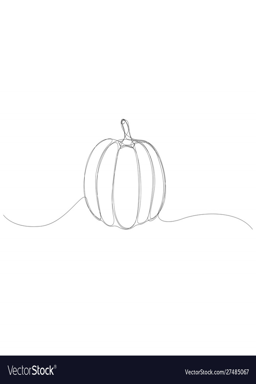 Pumpkin drawn single line minimal style Royalty Free Vector