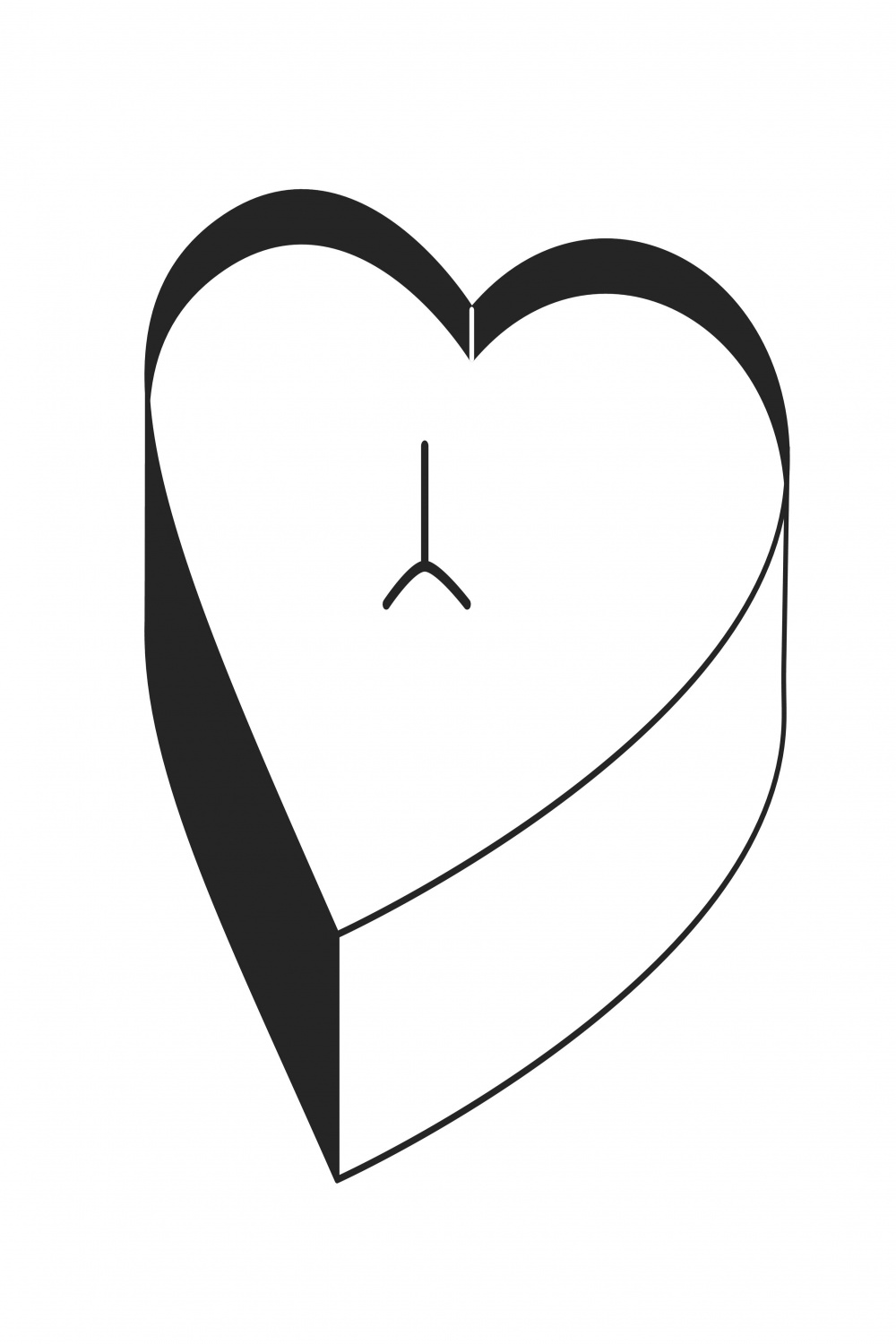 Romantic heart candle front view line art vector cartoon icon