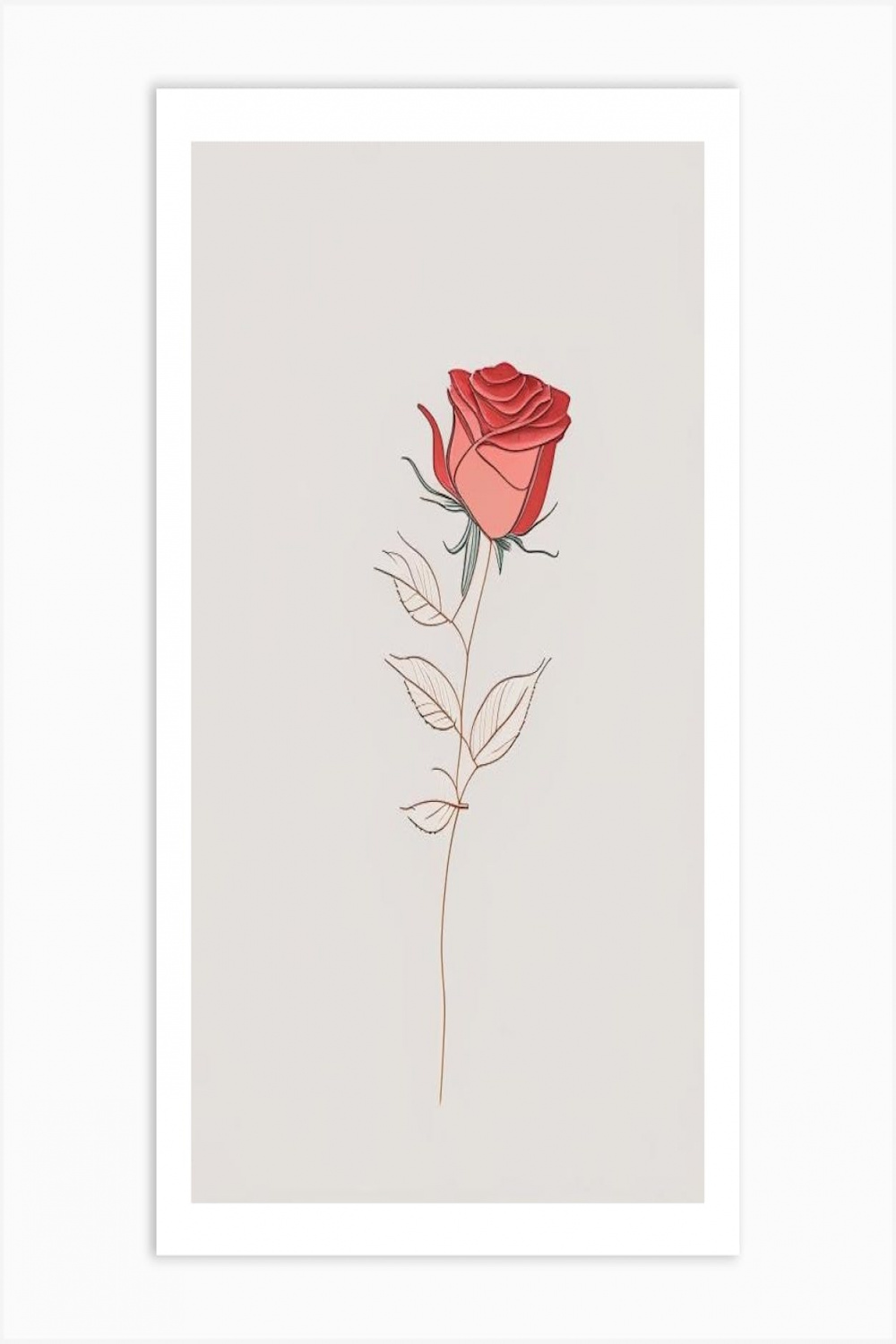 Rose Floral Minimal Line Drawing  Flower Art Print