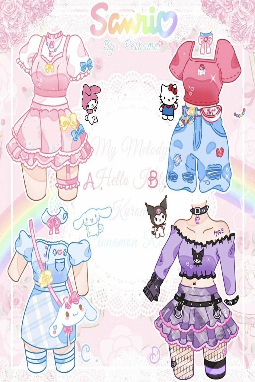 Sanrio Outfits #  Cute drawings, Cute kawaii drawings, Character