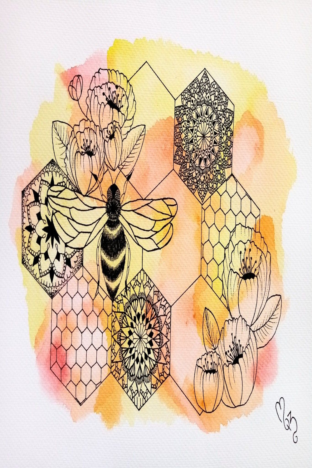 Save Our Bees  Bee Mandala  Honeycomb Mandala  Bumble bee