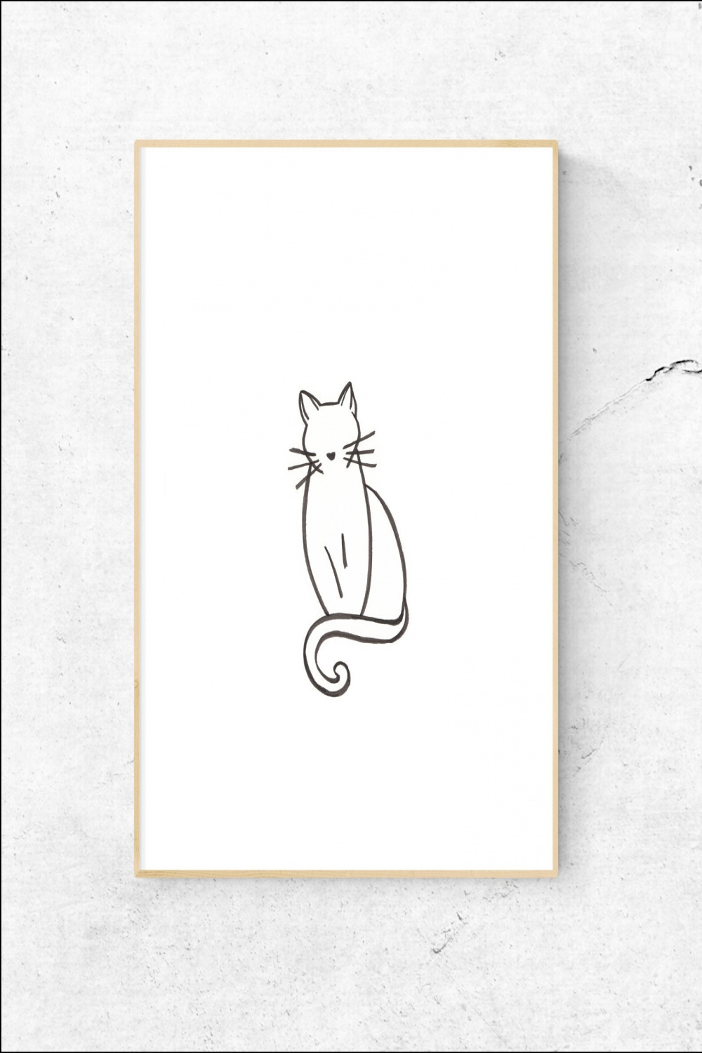 Simple Cat Line Drawing PHYSICAL Print Elegant Black and White