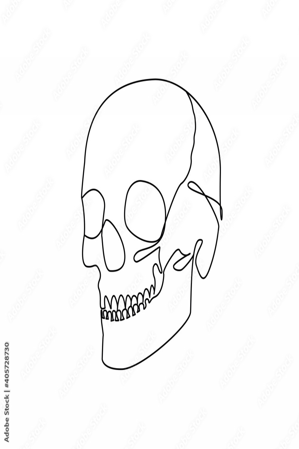 Skull Continuous One Line Drawing