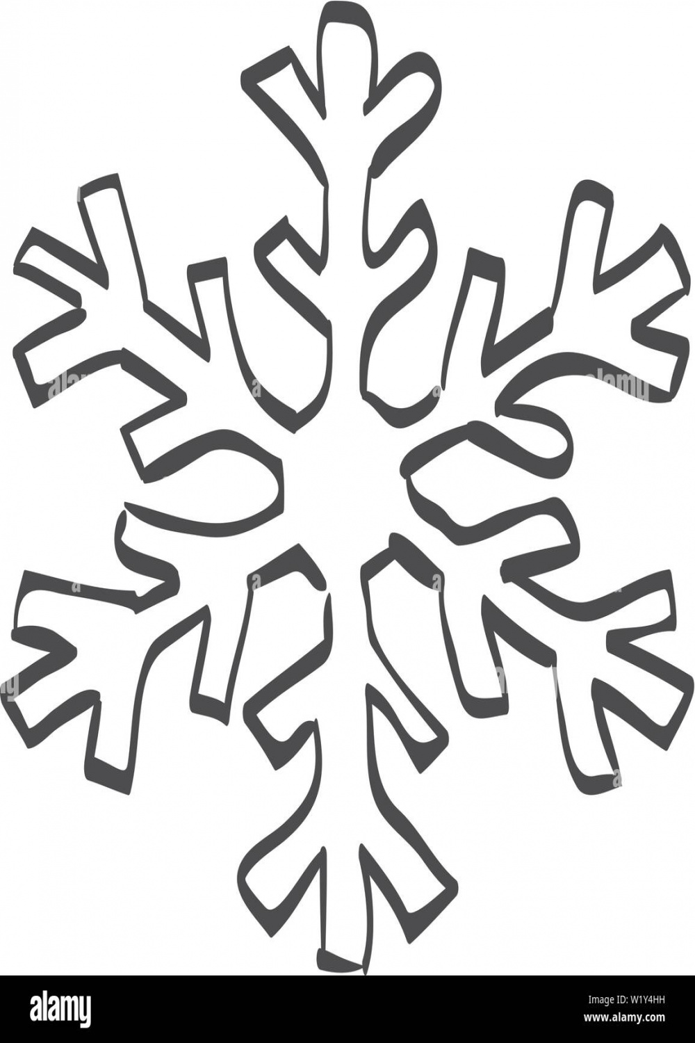 Snowflake icon in doodle sketch lines