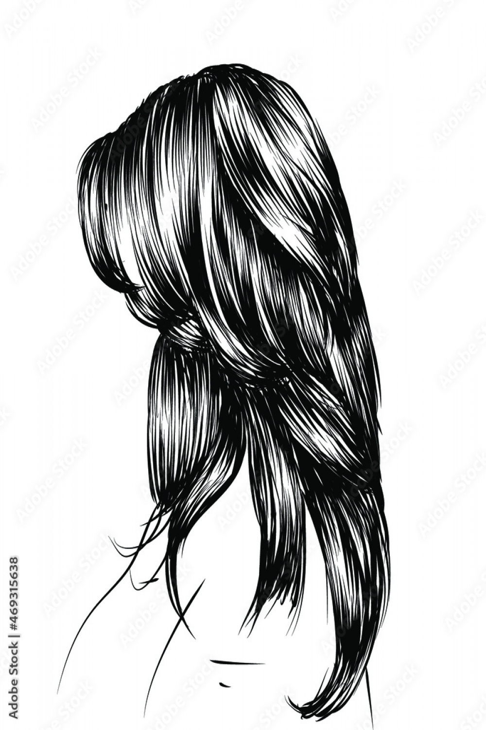 Stylish hairstyle. Illustration of modern blow dry