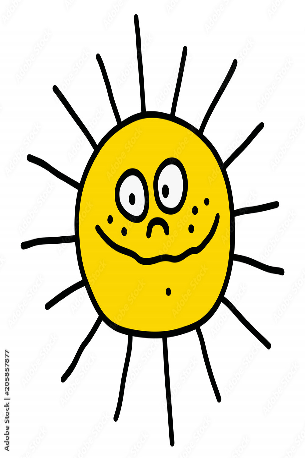 The hand drawing of a funny sun Stock-Vektorgrafik  Adobe Stock