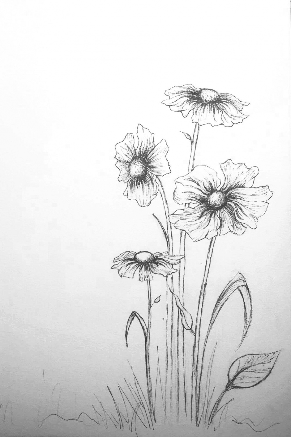 This piece is a drawing of flowers that I drew with a set of