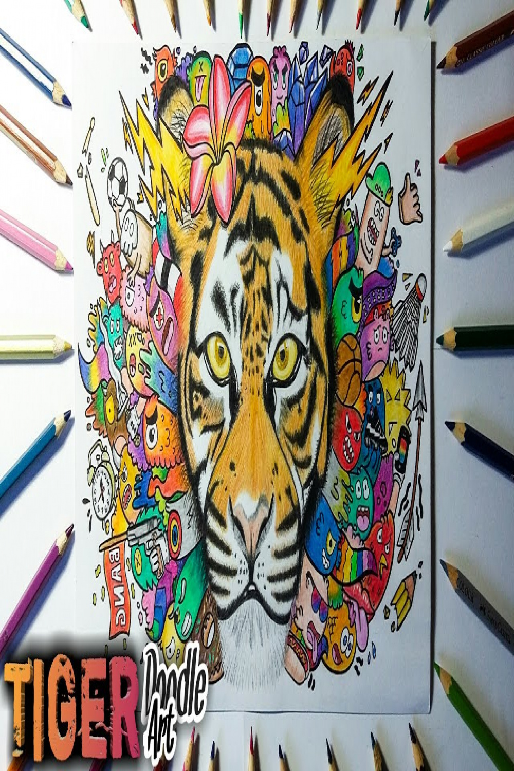 Tiger Doodle Art  Doodling Time