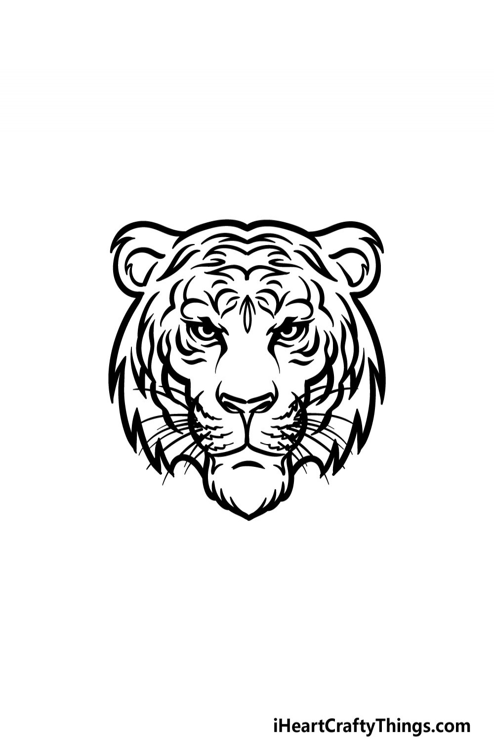 Tiger Face Drawing - How To Draw A Tiger Face Step By Step