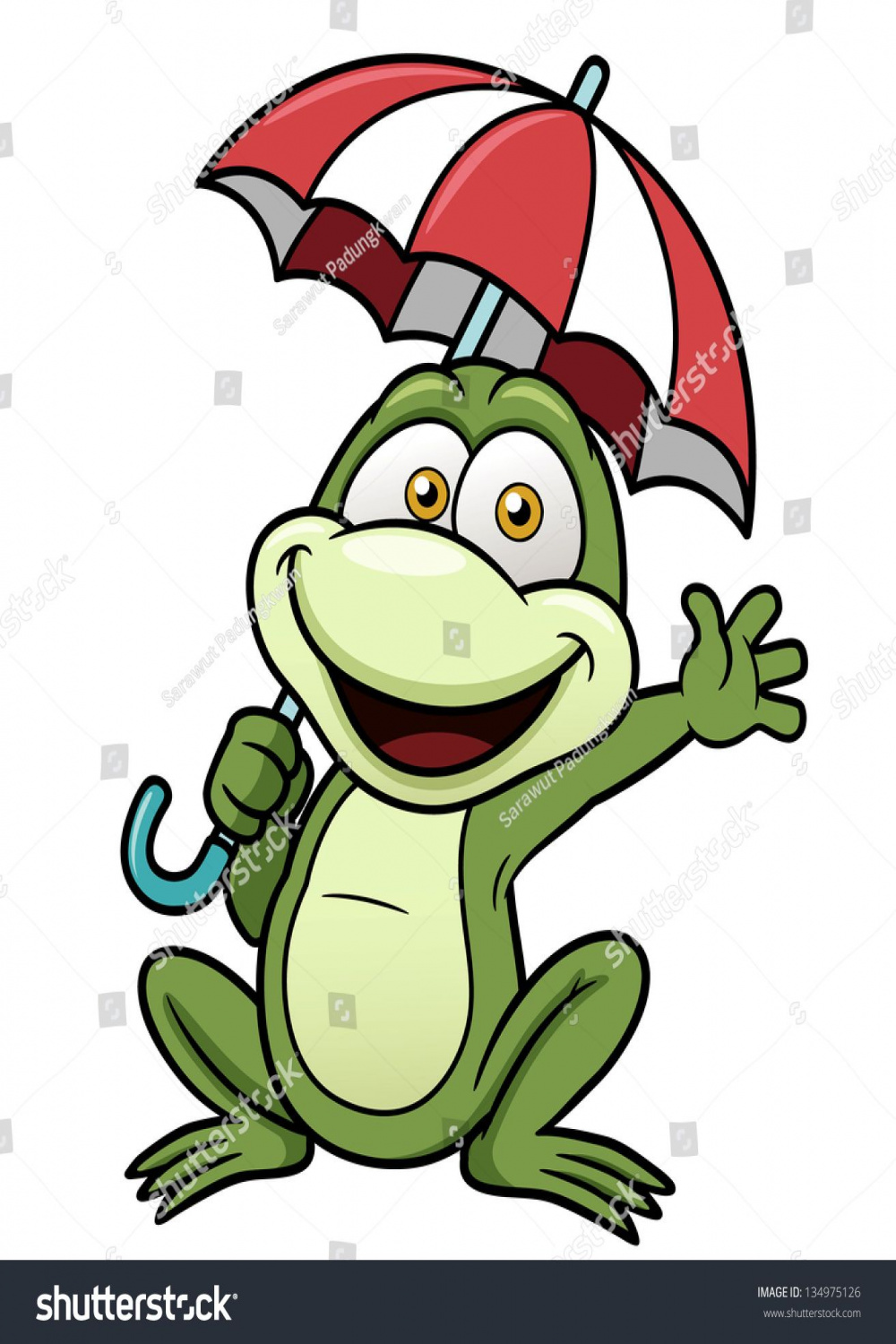 Vector Illustration Frog Holding Umbrella Stock Vector (Royalty