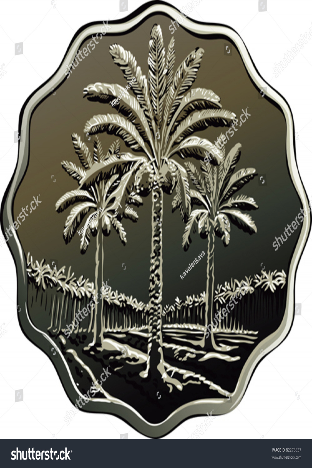 Vector Iraqi Coin Image Palm Trees Stock Vector (Royalty Free