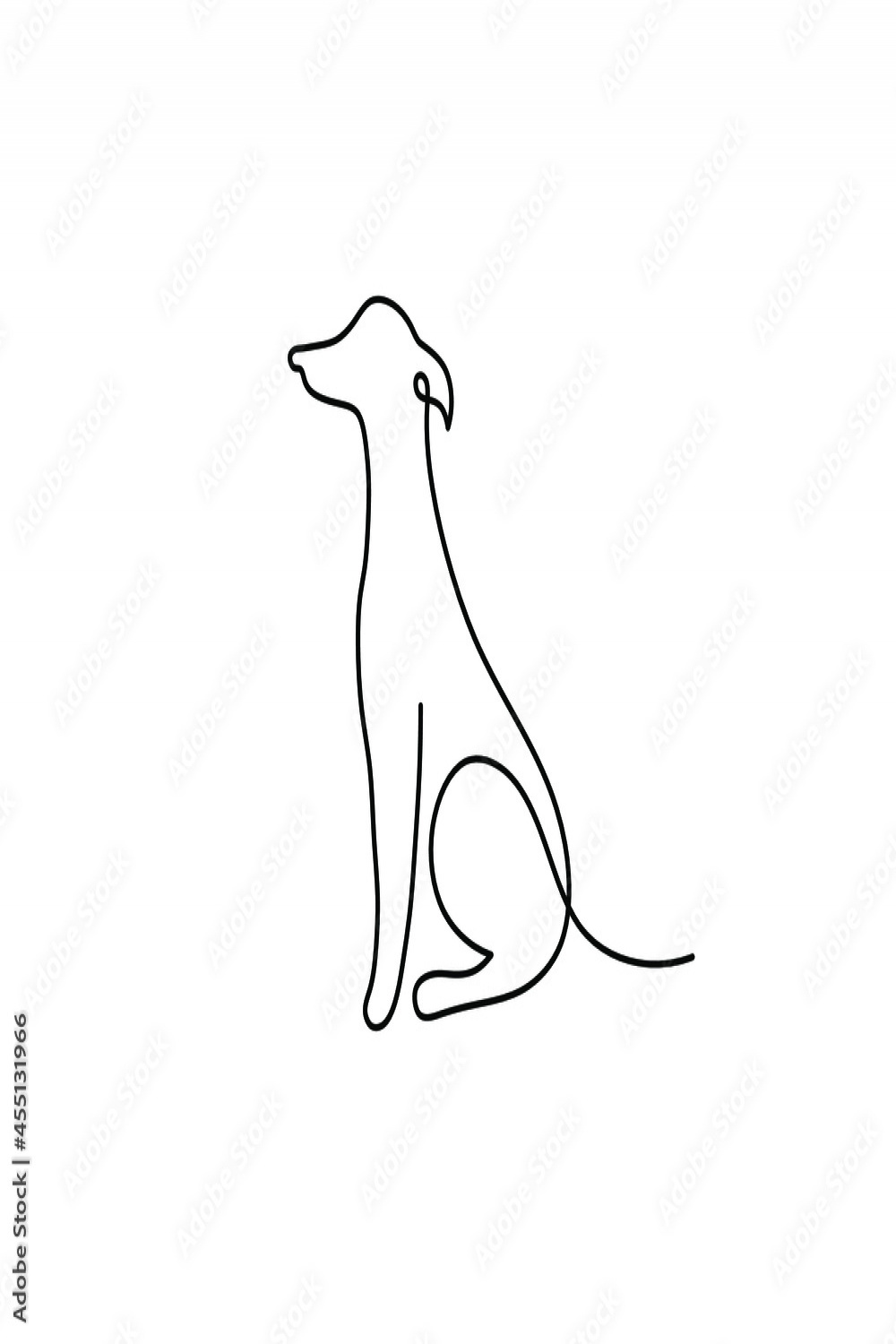 Vector isolated dog one line single line drawing