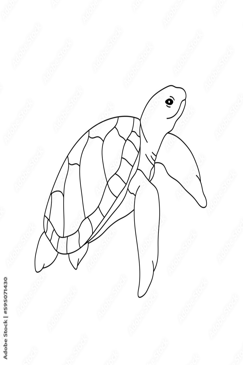 Vector isolated one single swimming sea turtle underwater