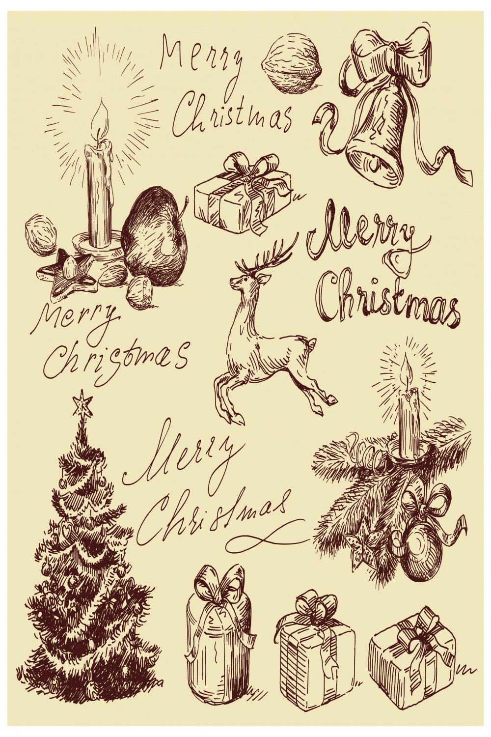 Vintage Christmas Illustrations: Free Vector Download