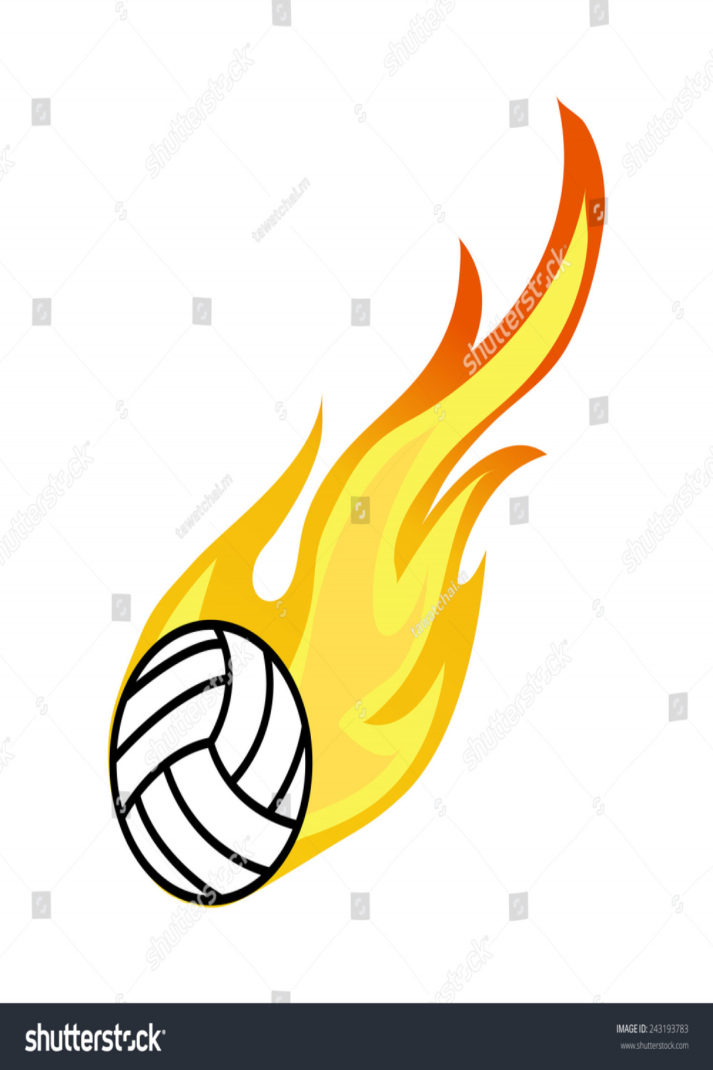 Volleyball On Fire: Stock-Vektorgrafik (Lizenzfrei)