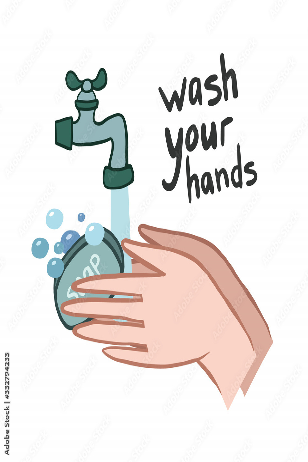 Wash your hands. Vector illustration. hand drawing