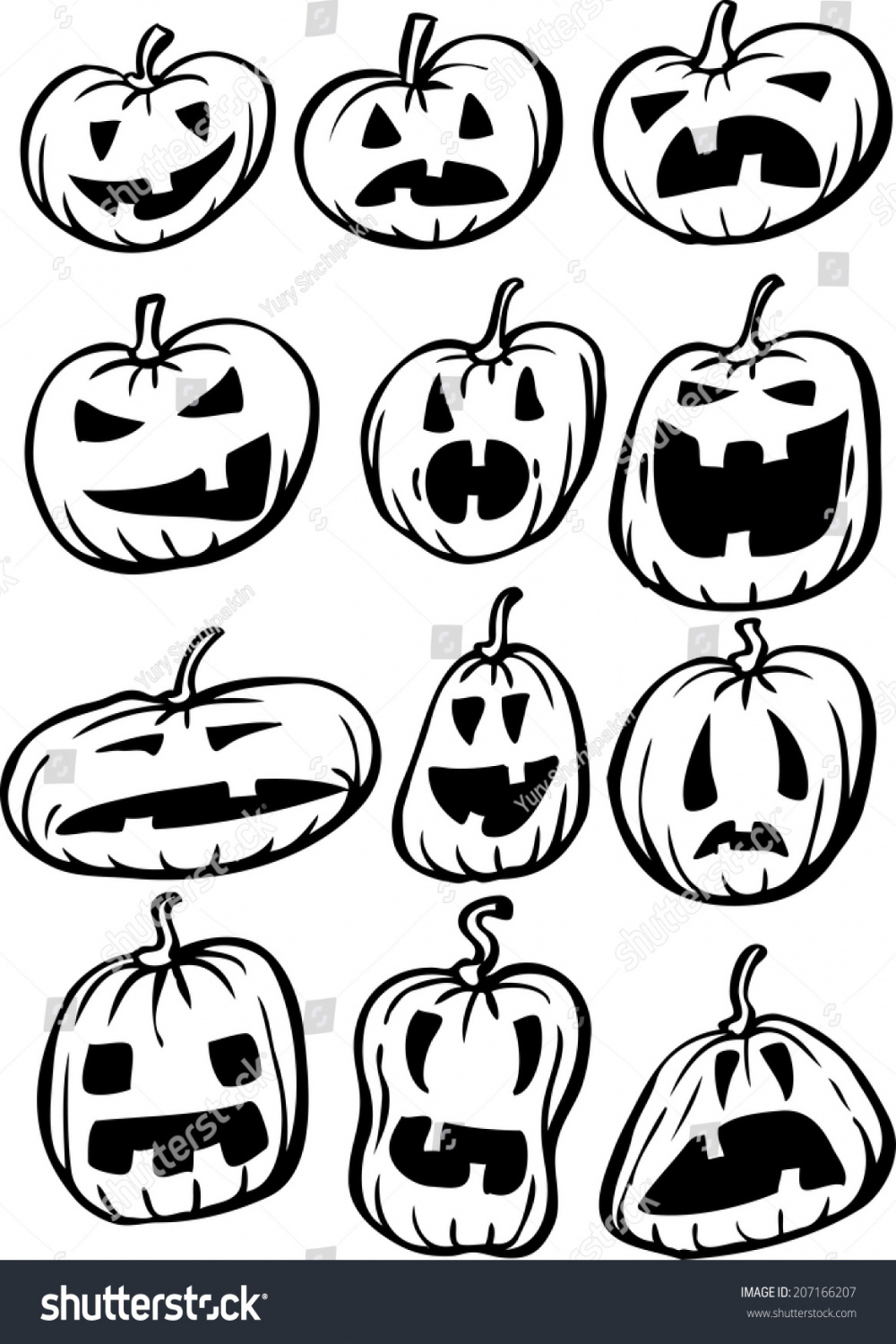 Whiteboard Drawing Set Halloween Pumpkins Stock Vector (Royalty