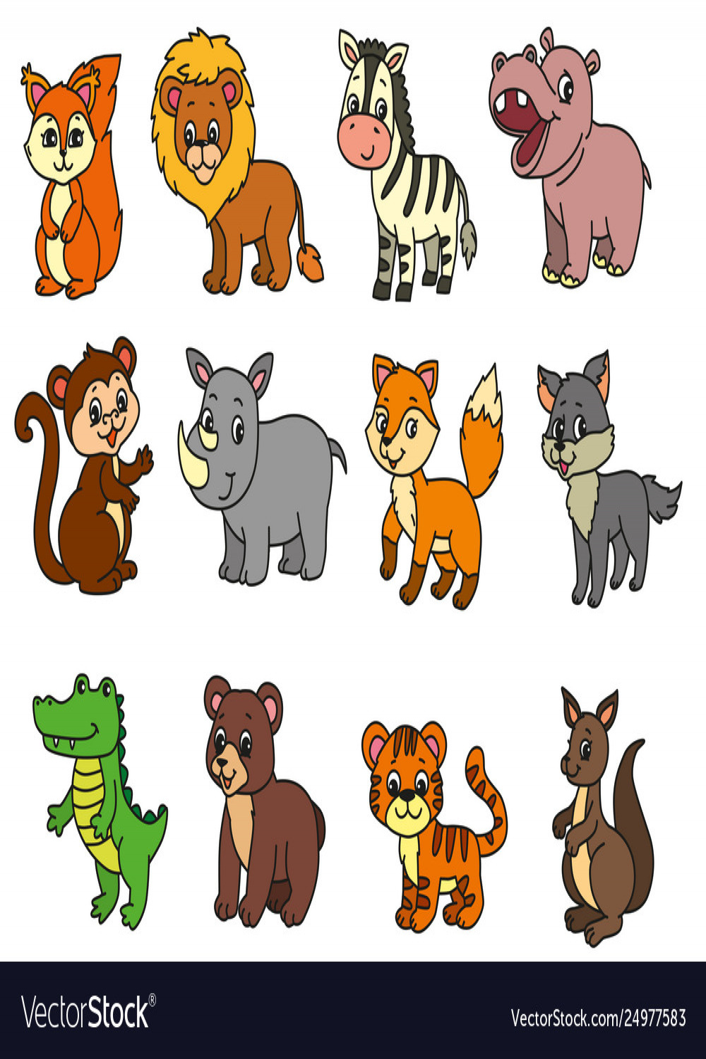 Wild animals cartoon Royalty Free Vector Image