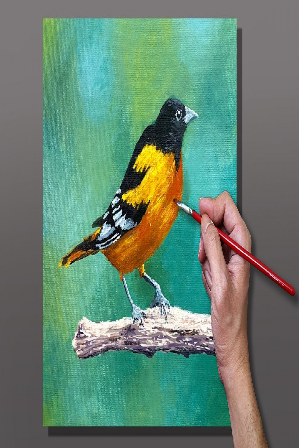 Acrylic Painting Bird on Branch