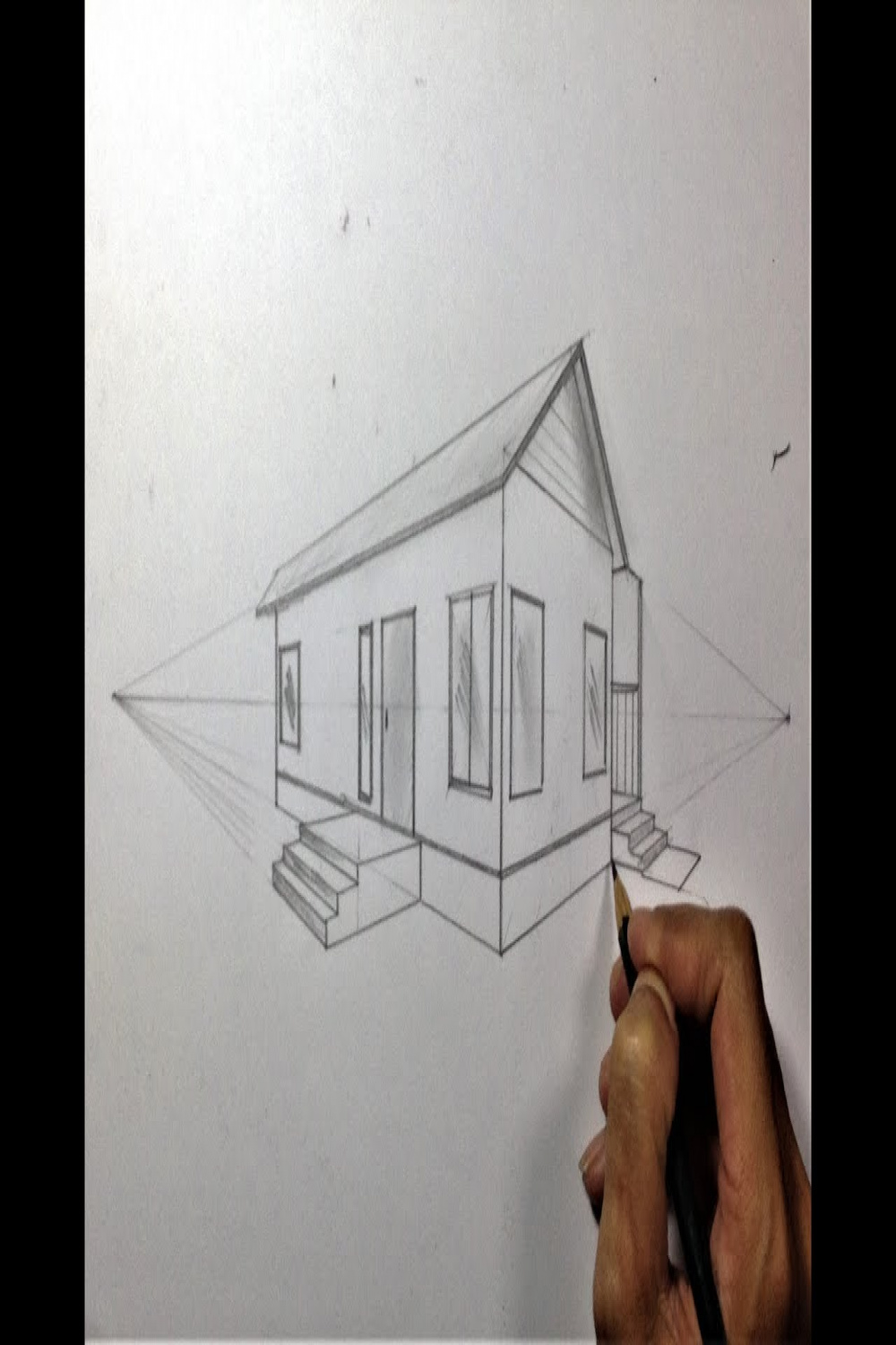 ARCHITECTURAL │How To Draw a Simple House in  Point Perspective #