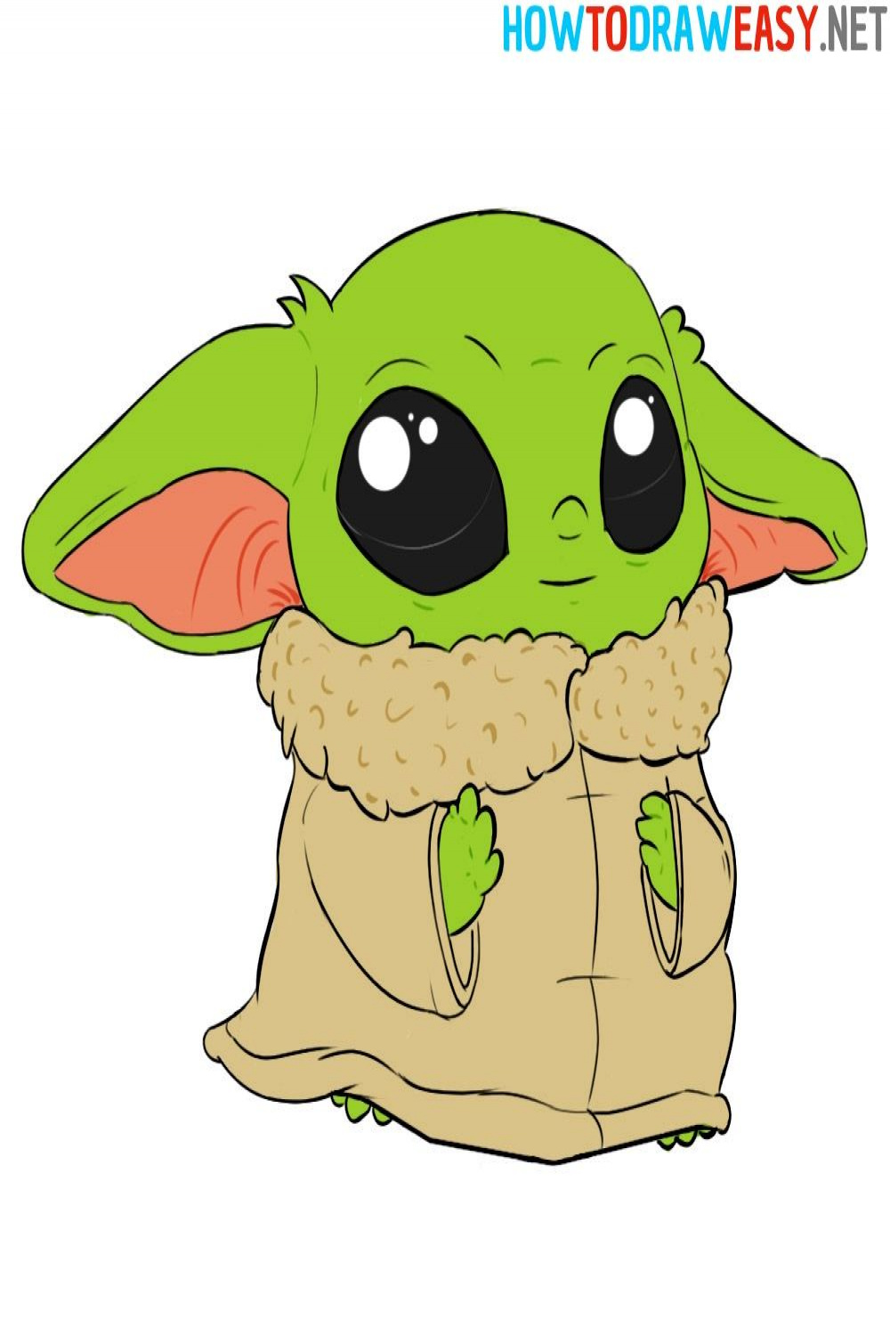 Baby Yoda Drawing Guide - How to Draw Grogu  Yoda drawing, Baby