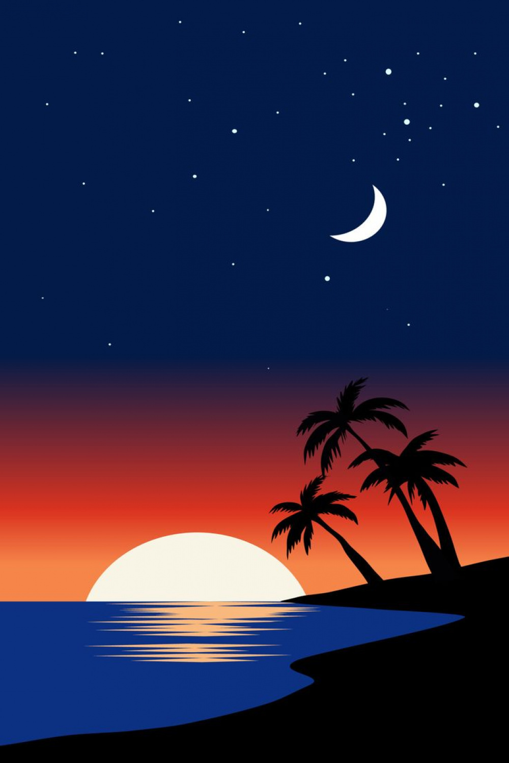 Beach night view illustration